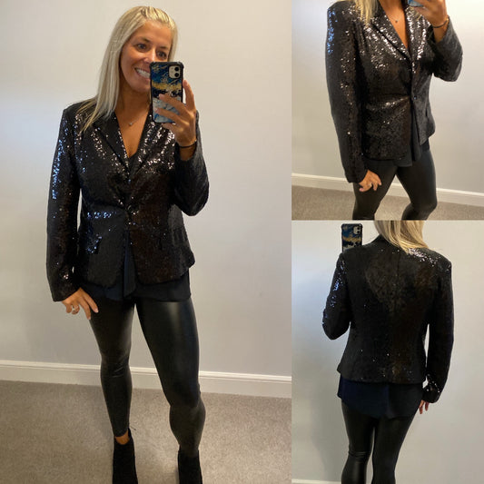 BlinQ black sequin jacket small size 18