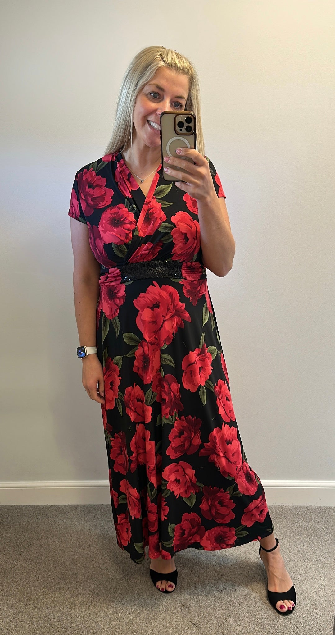 Nightingales black floral dress size 14