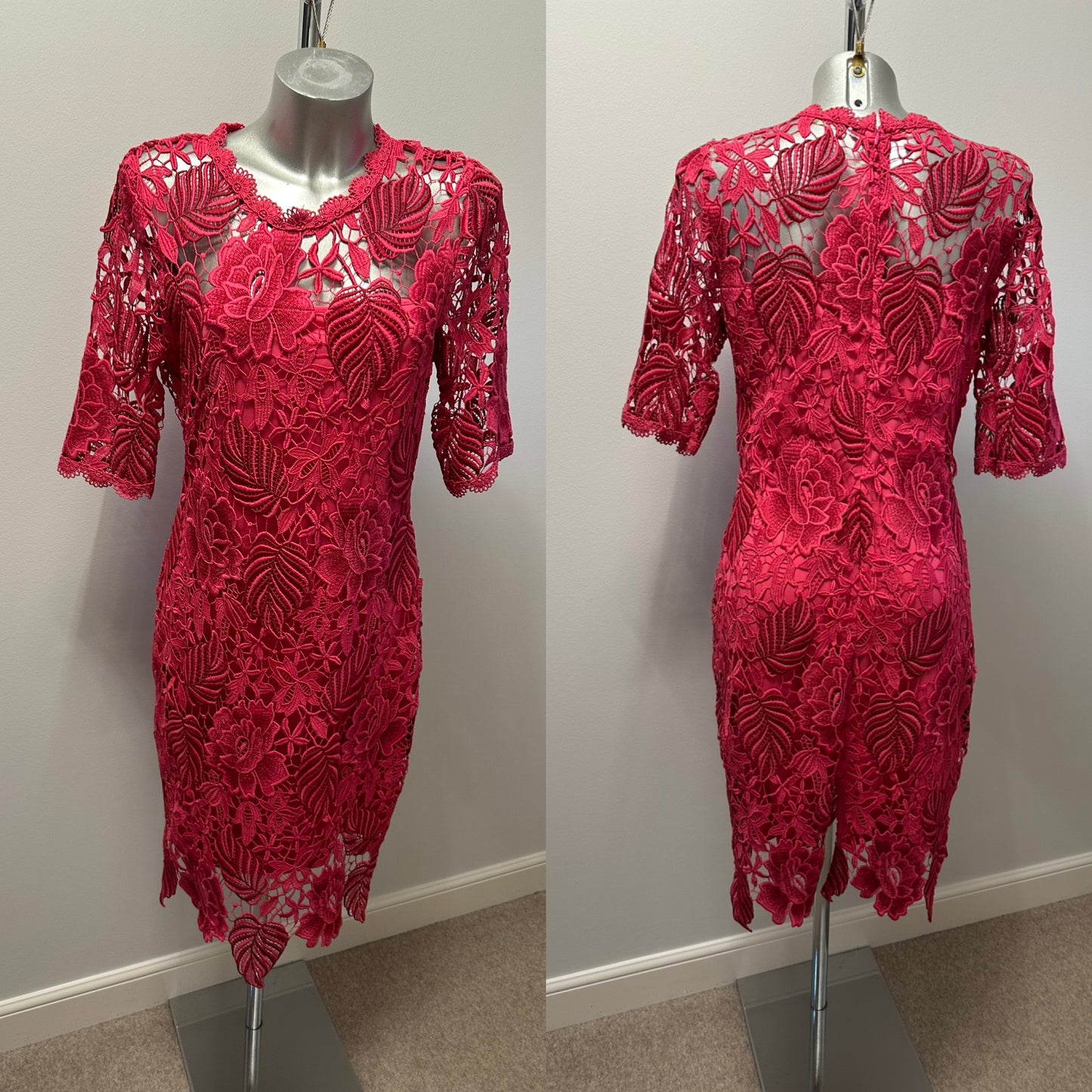 M&co boutique pink lace dress size 12