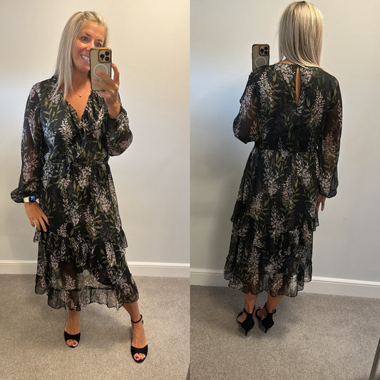 River island black floral dress size 18
