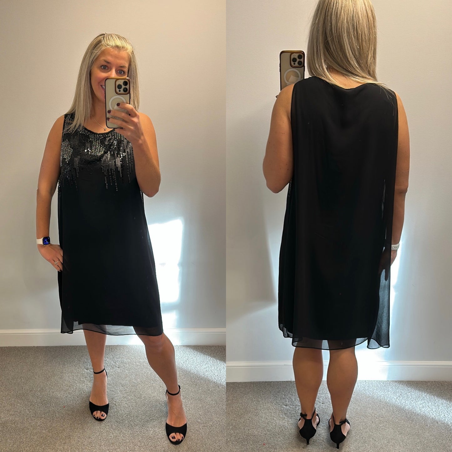 Wallis Black beaded embellished dress size 20