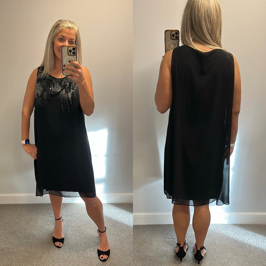 Wallis Black beaded embellished dress size 20