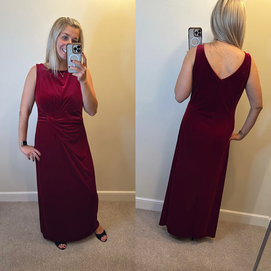 Wallis burgundy velvet dress size 16