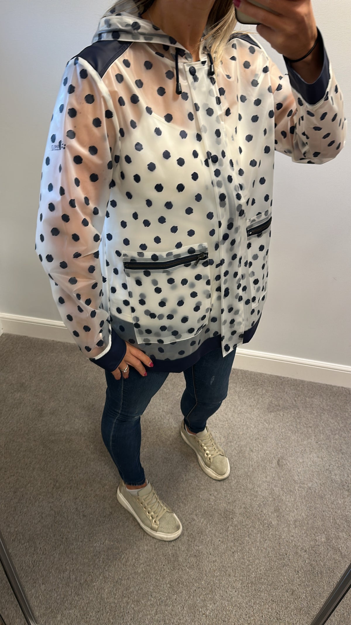 Trespass polka dot waterproof raincoat size 14