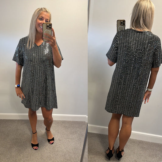 Boohoo black shimmer dress size 20 brand new with tags