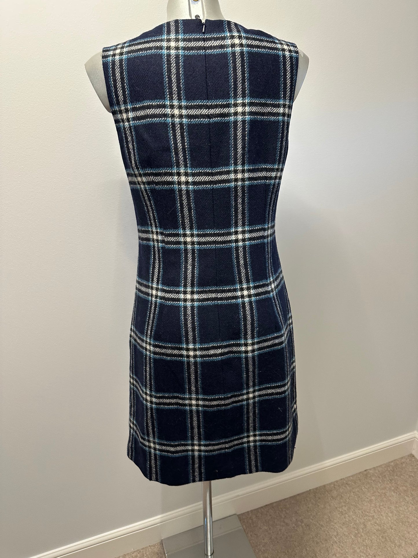 Hobbs navy check wool dress with pockets size 12