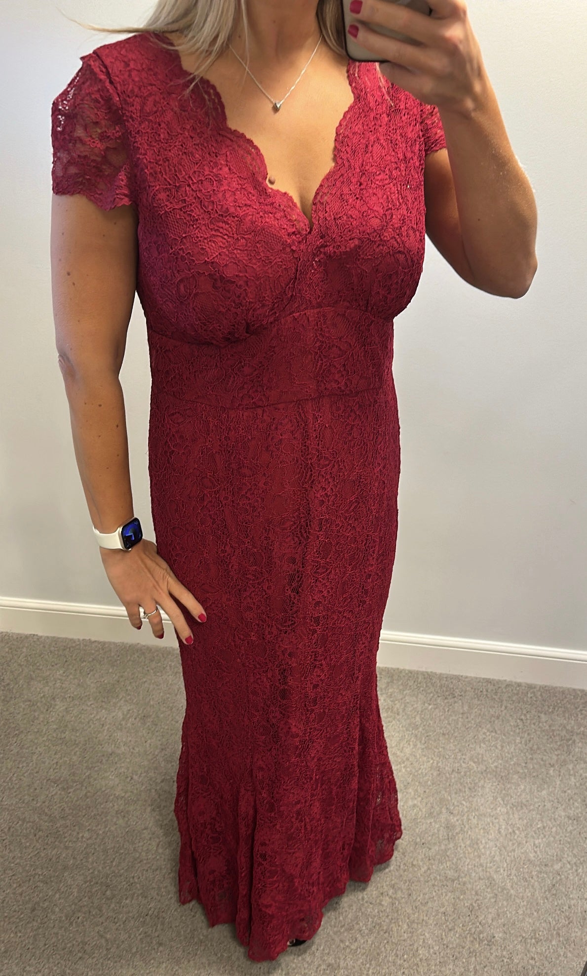 Ariella deep red lace evening dress size 18