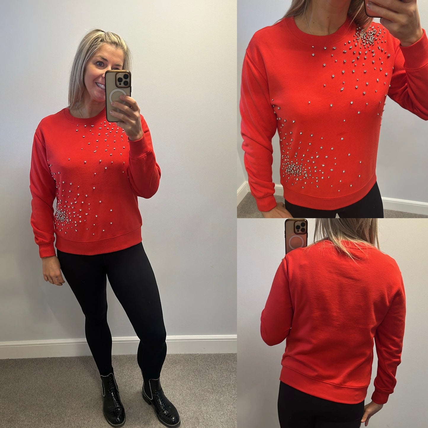 M&S red embellished jumper size S would fit upto size 12