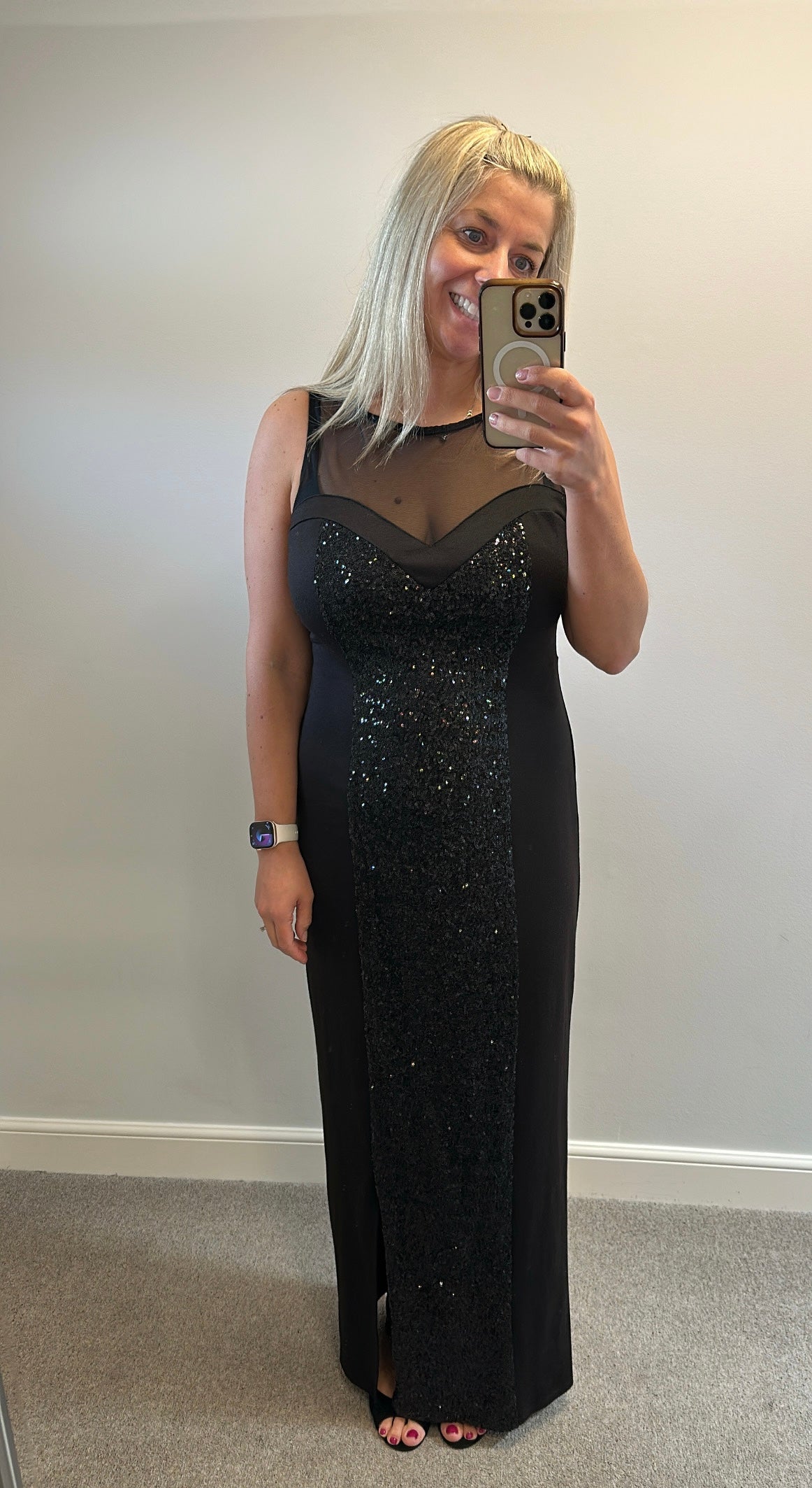 Love label black sequin evening dress size 16