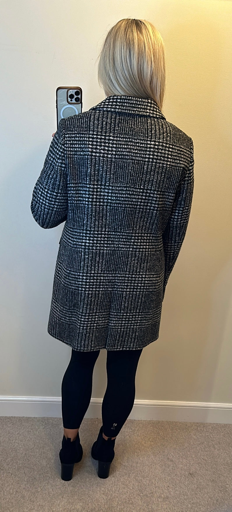 Hobbs black check wool jacket size 16