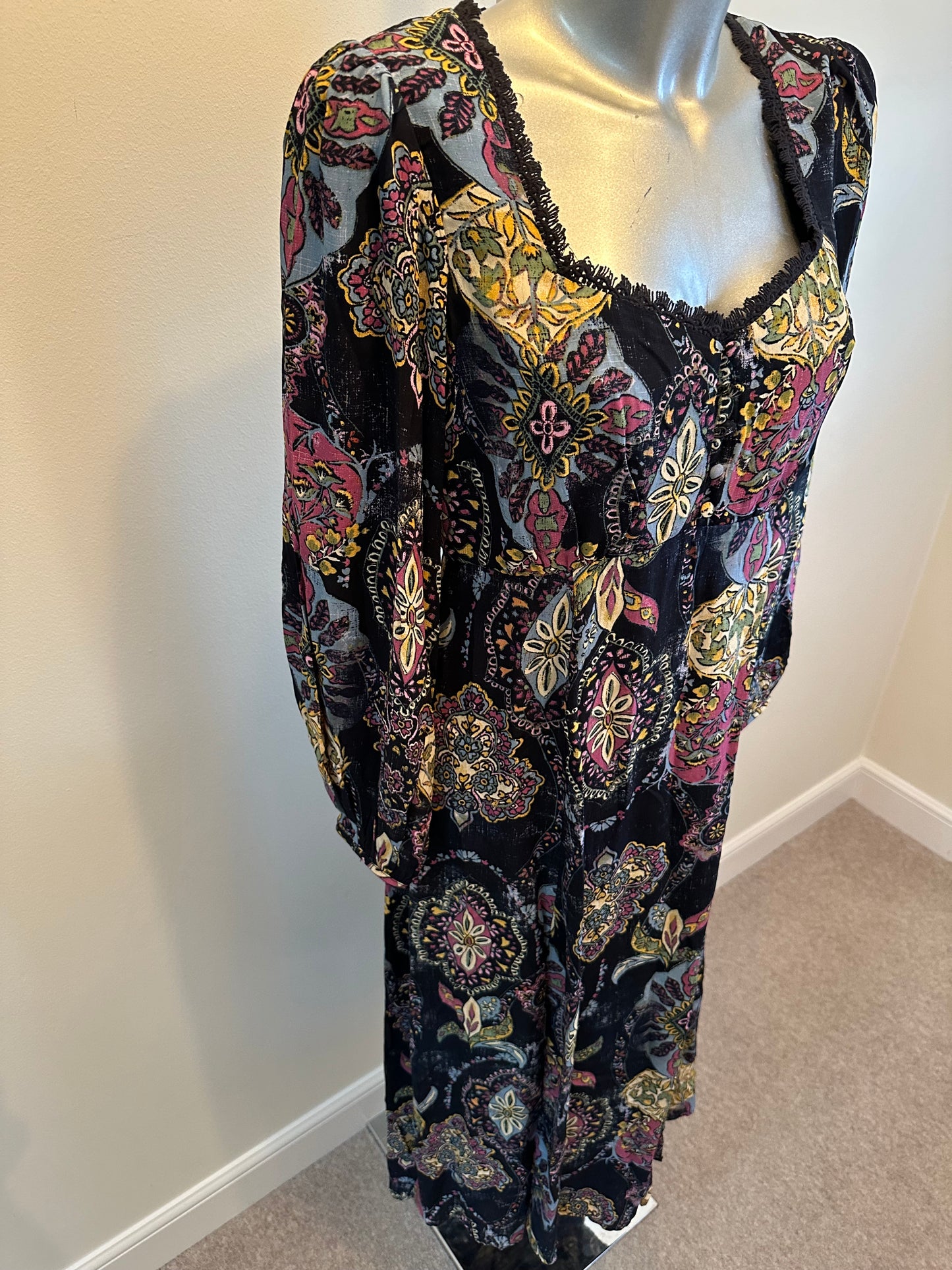 Monsoon paisley pattern navy dress size 12