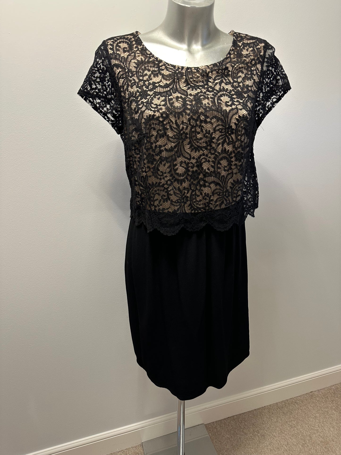 Taifun black / beige lace dress size 12