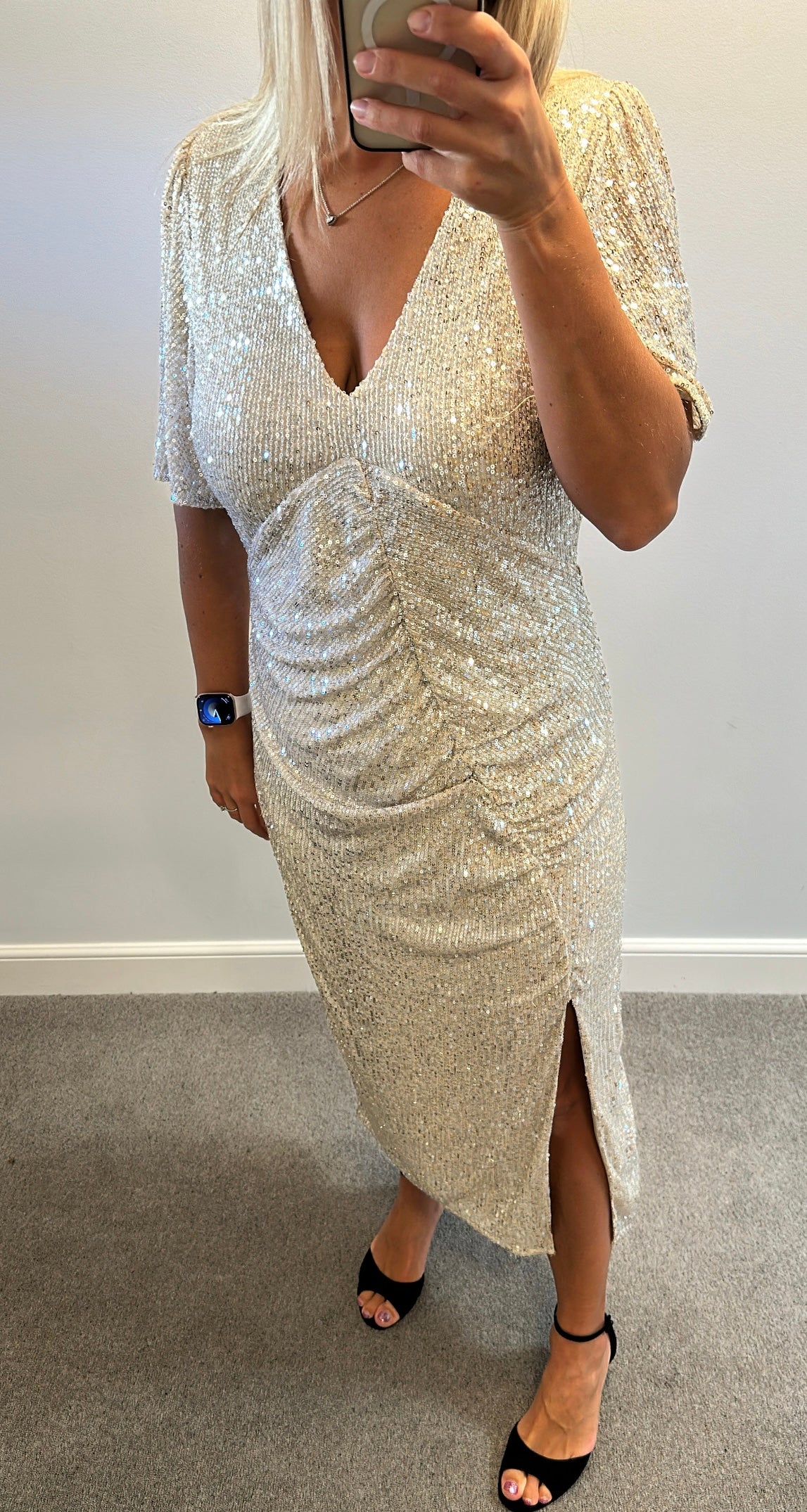River island champagne gold  sequin dress size 14