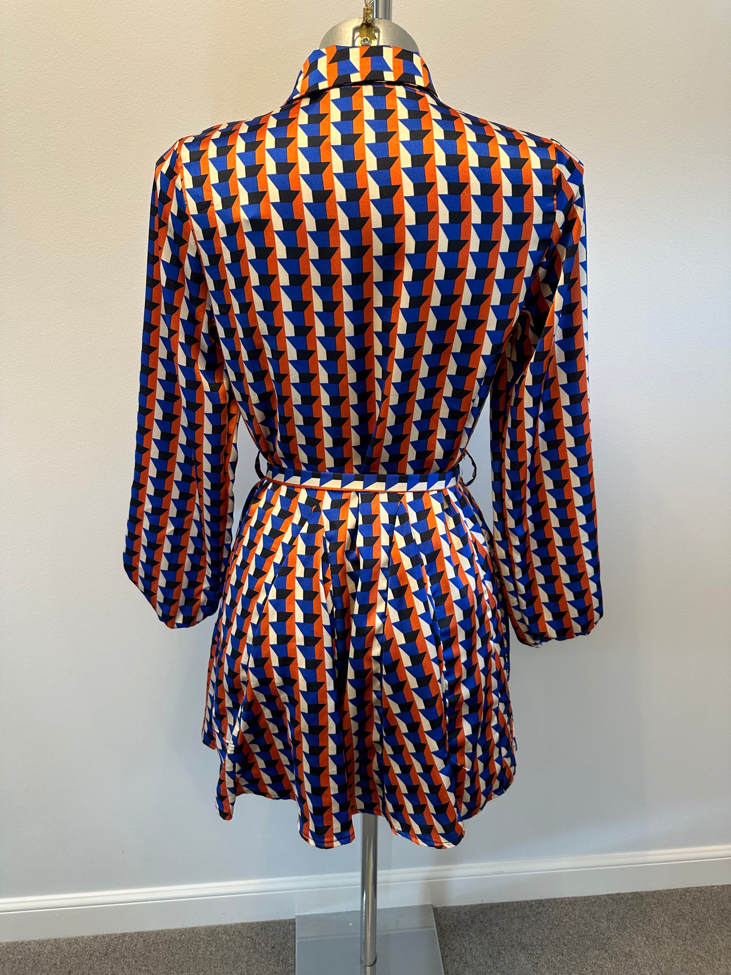 Quiz orange and blue print dress size 8