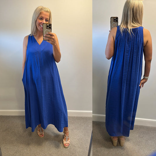 Next blue floaty summer dress with pockets brand new with tags size 18 RRP £60
