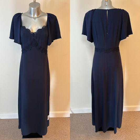 Monsoon navy long evening dress size 12 brand new with tags