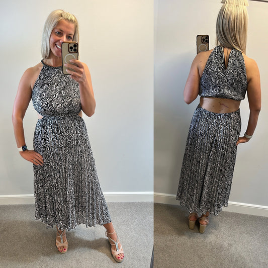 Michael Kors Black and white chain cut out dress size M fitting upto size 14