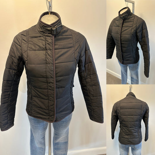 Barbour black quilted button jacket size 8