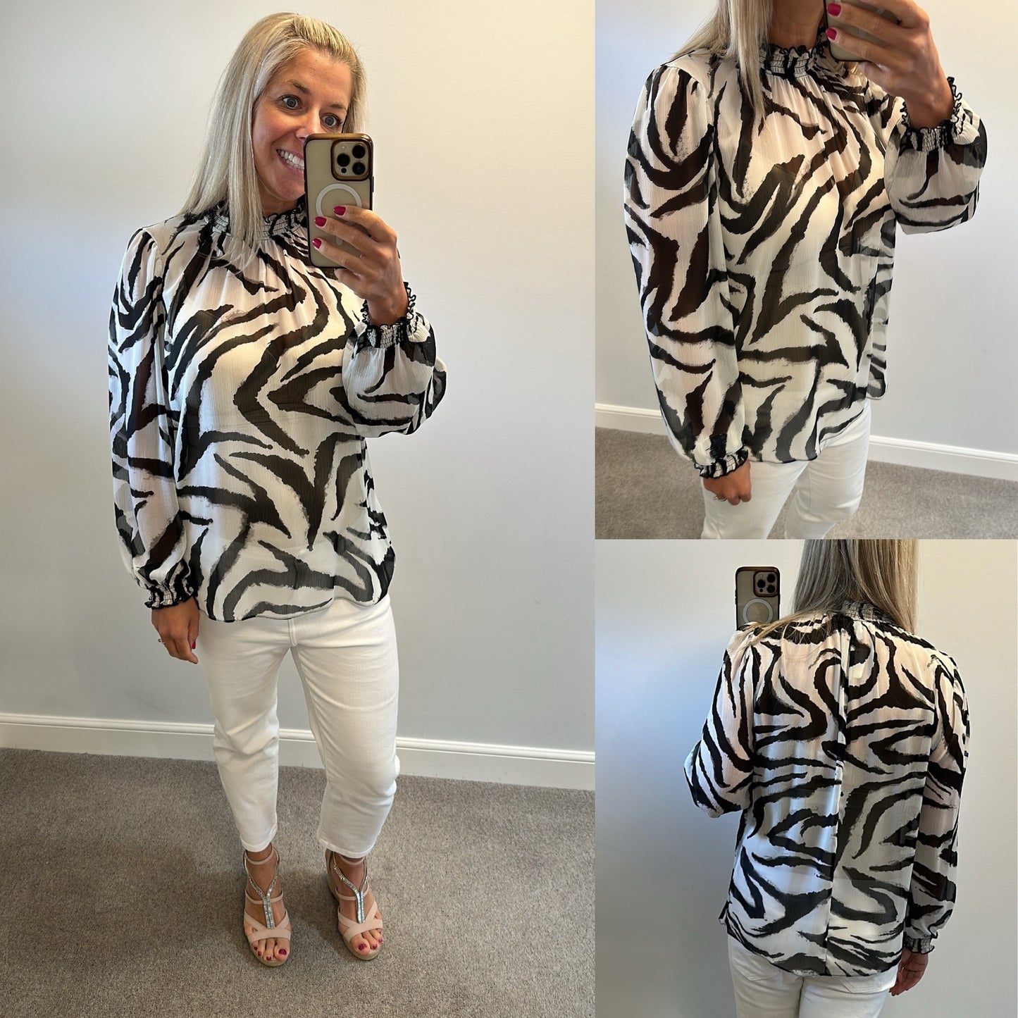 Friends like these black and white sheer top size 16