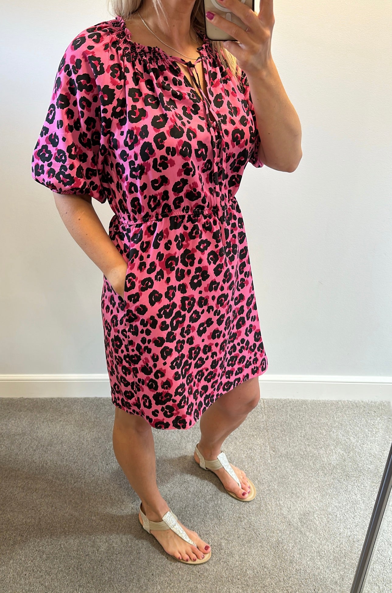 George pink print dress size 12