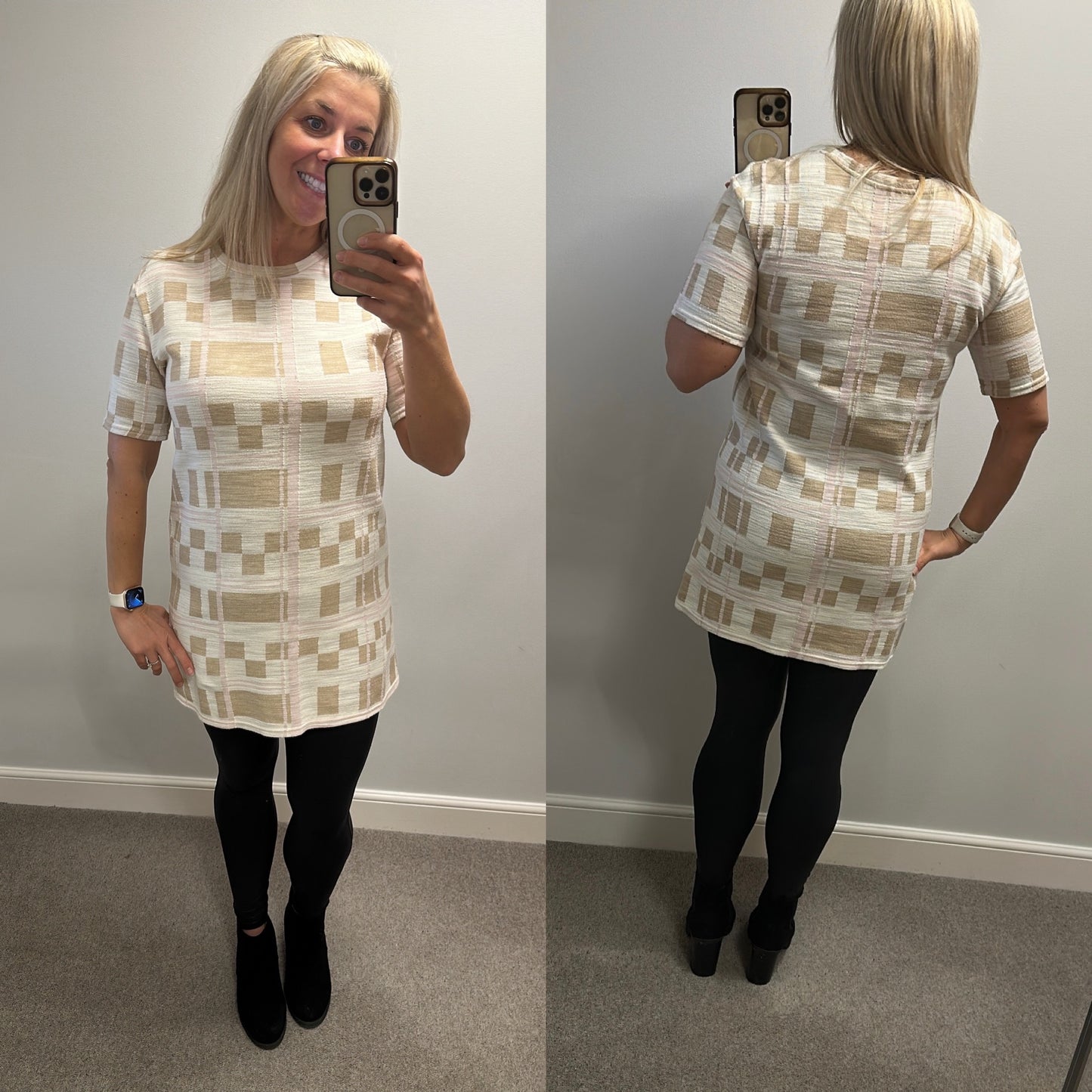River island cream beige and pink print dress / top size 12