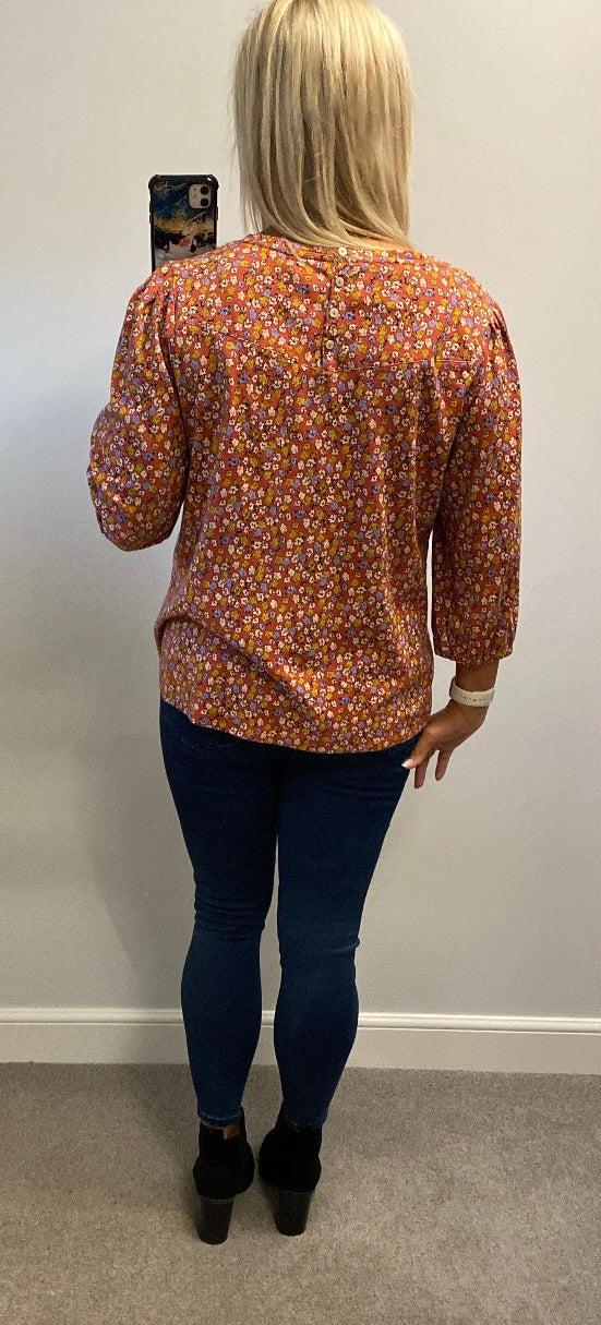 Fat face orange floral top size 16