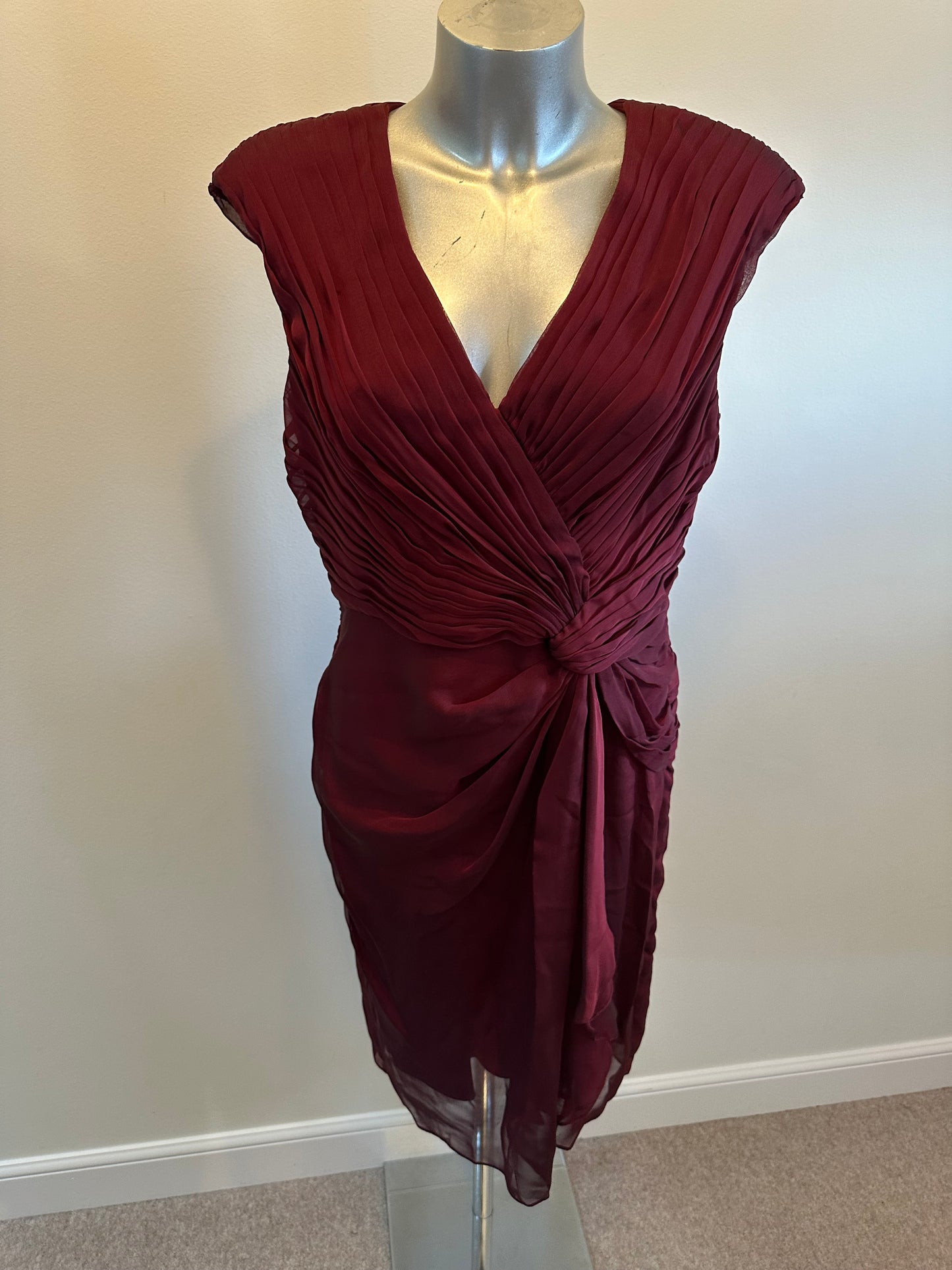 Adrianna Papell burgundy touched dress size 12