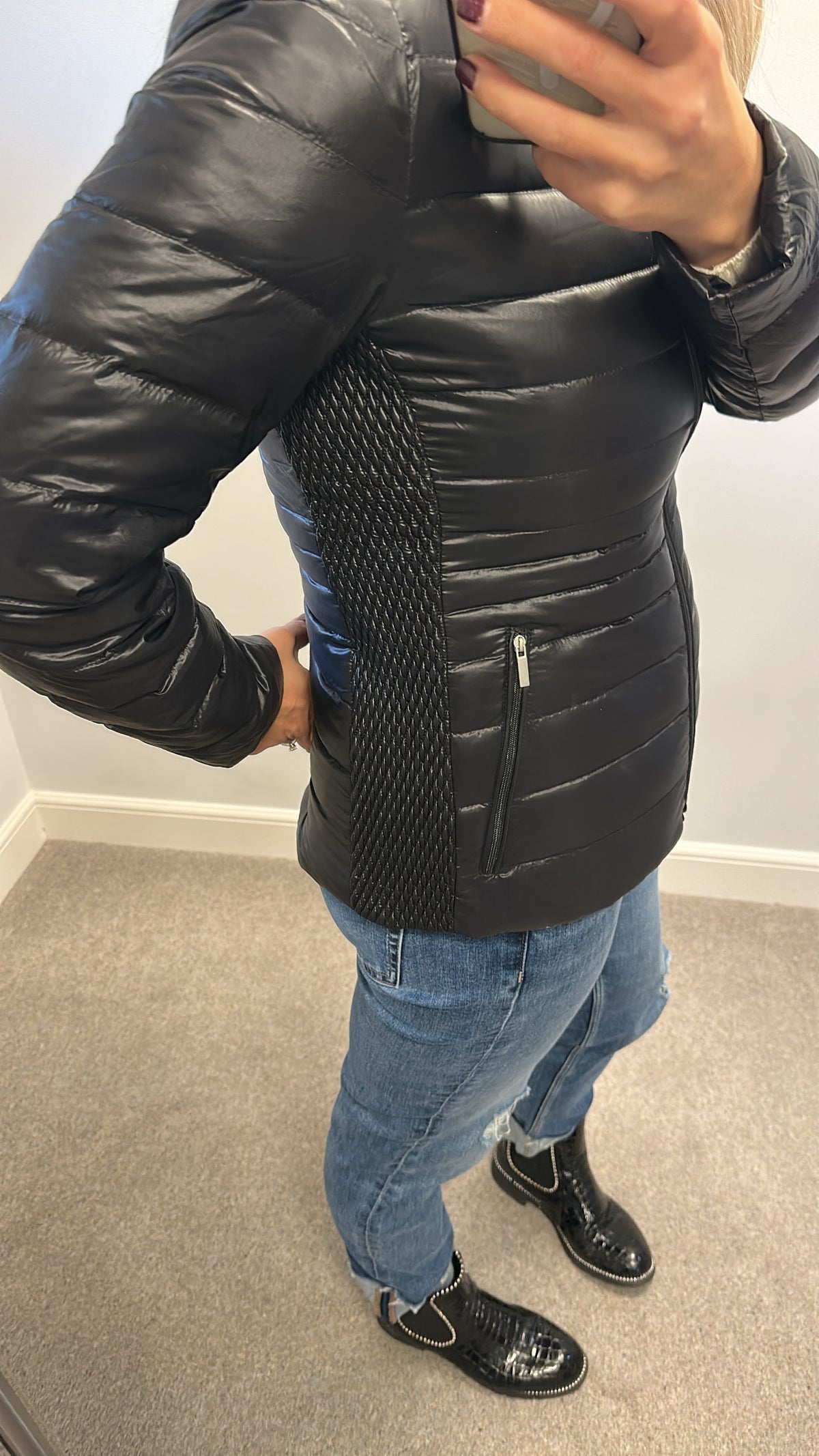 Landsend black jacket size S would fit upto size 12
