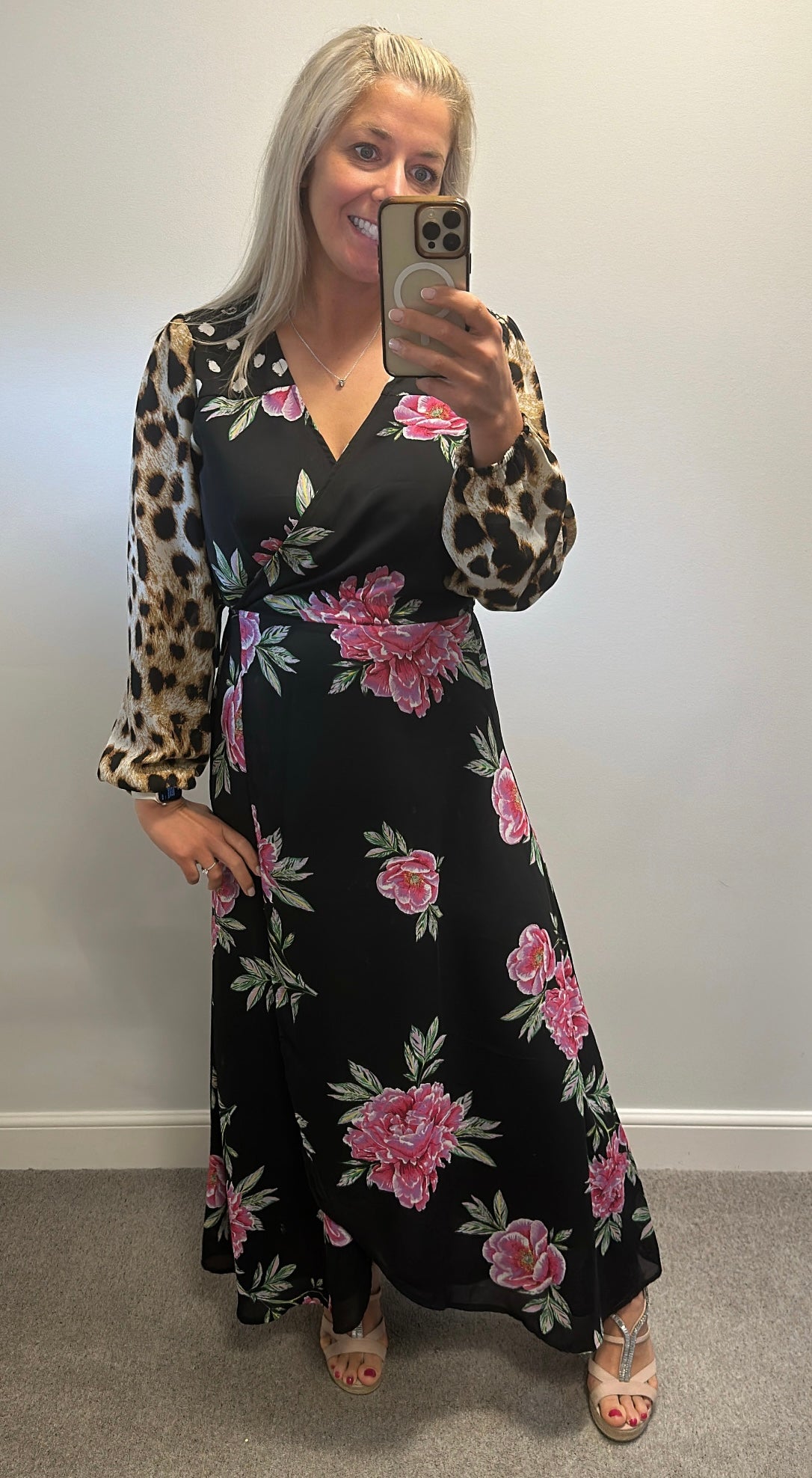 Dancing Leopard black print wrap dress size 16