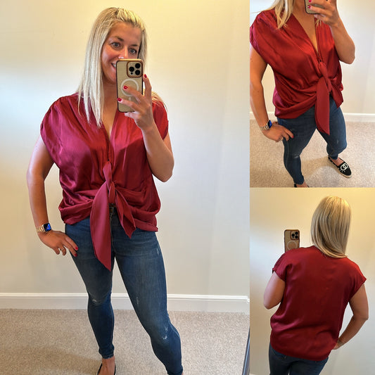 Burgundy rouched top onesize would fit upto size 16 £14 brand new without tags