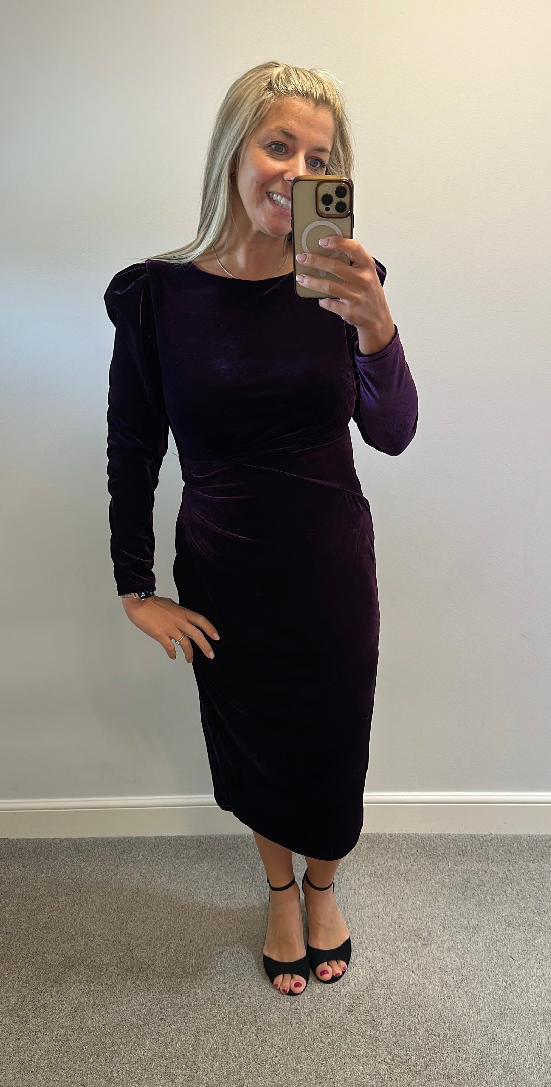 Monsoon purple velvet dress size 14