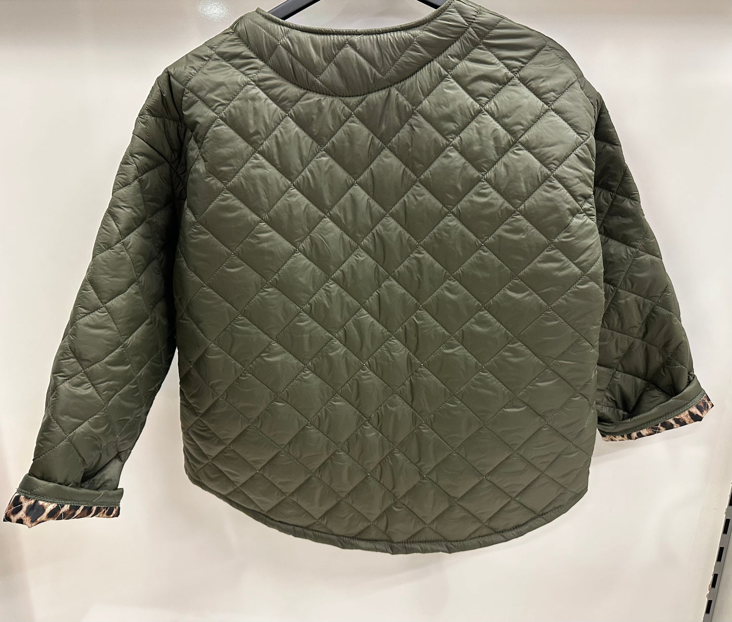 Khaki print quilted jacket One size fit upto size 18