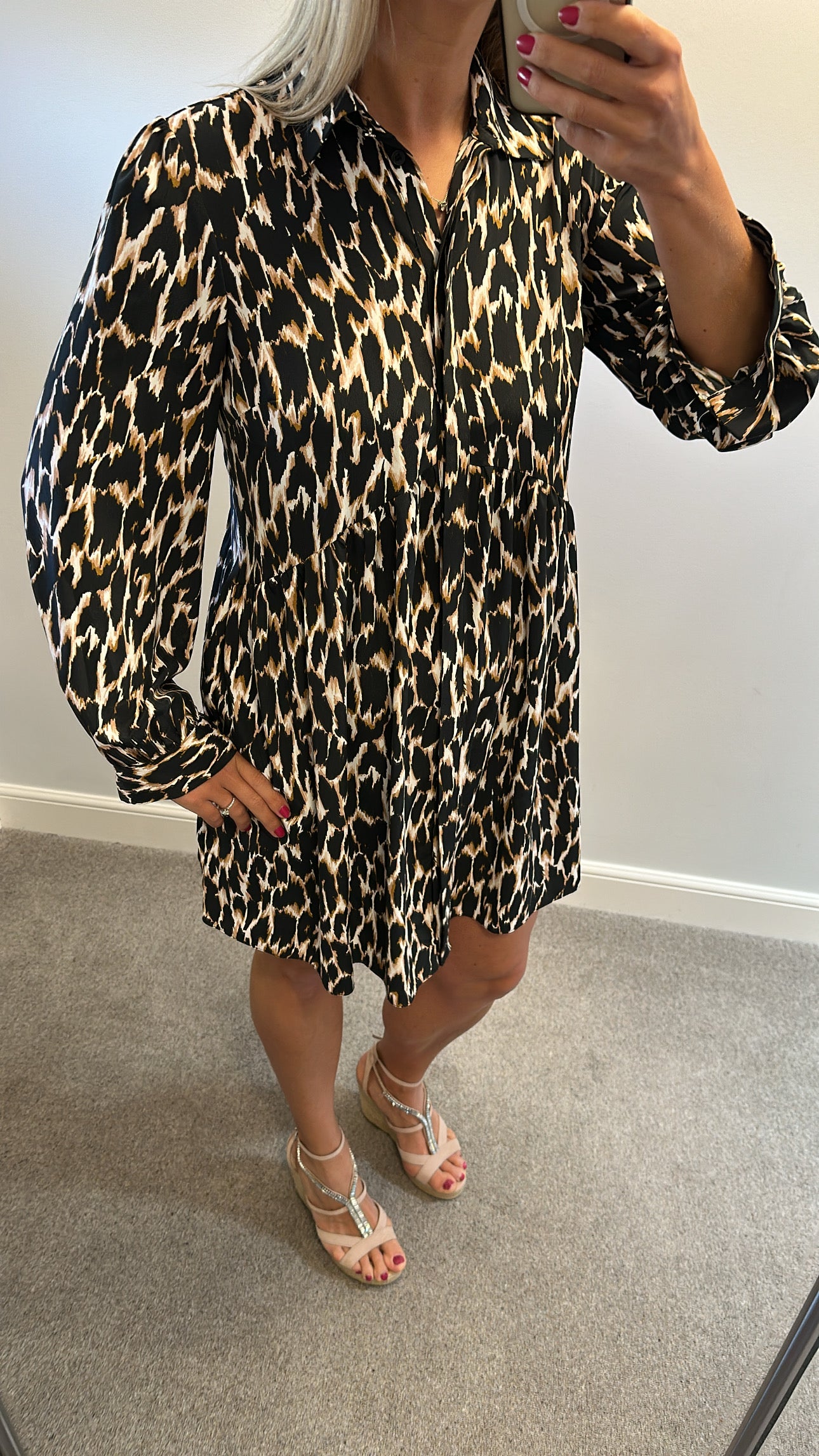 Animal print shirt dress one size fitting upto size 16