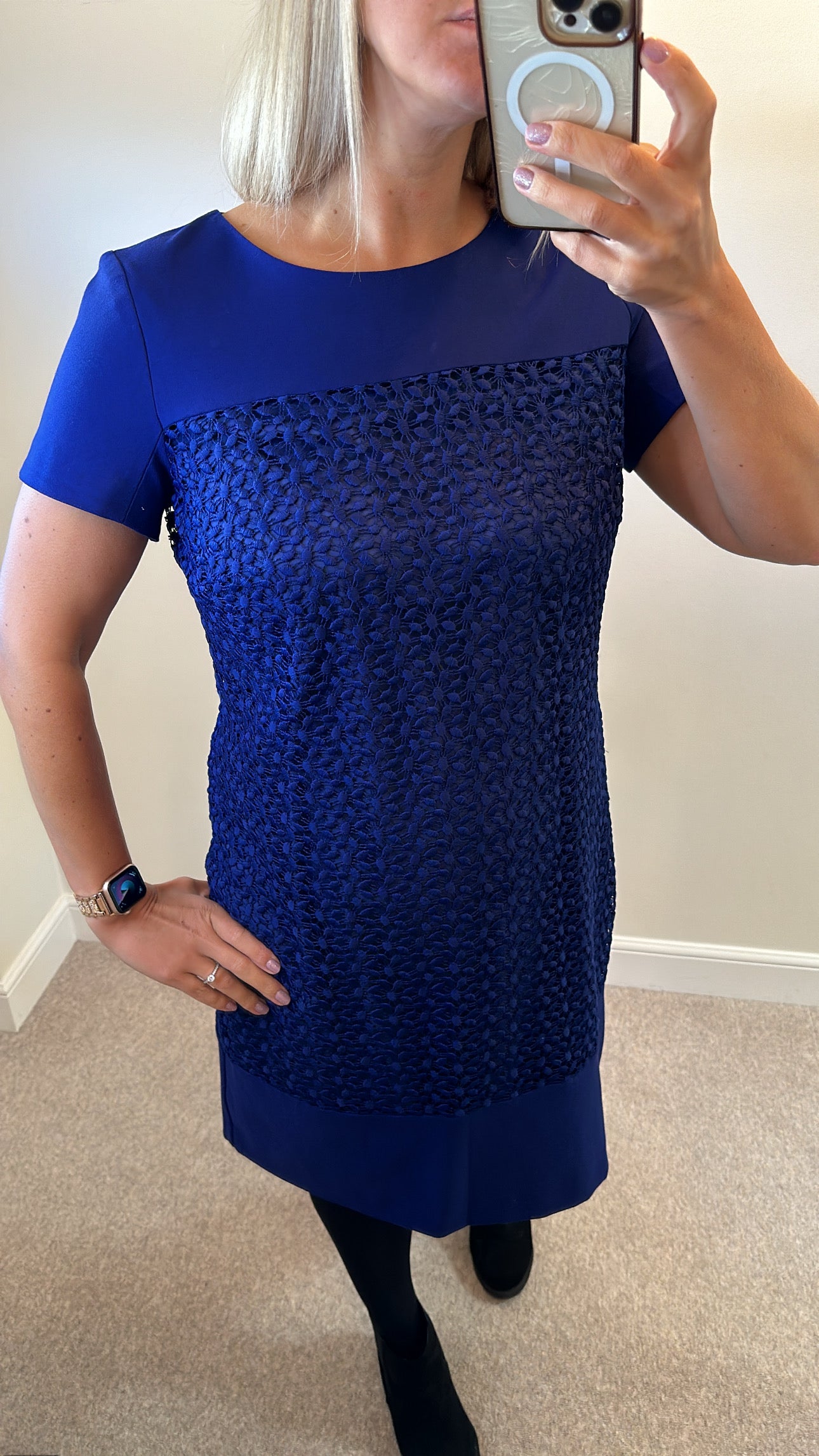 Autograph royal blue lace dress size 16