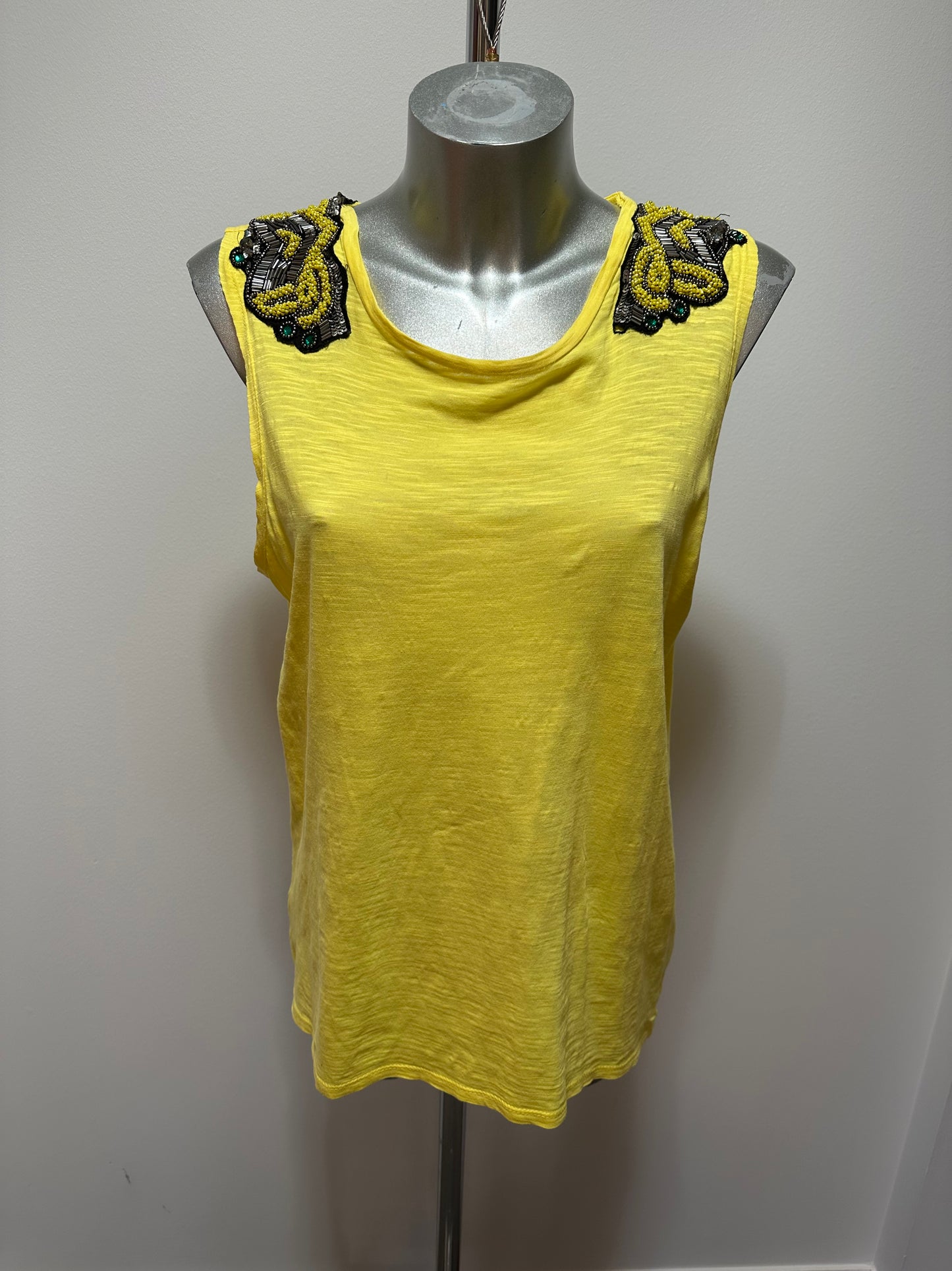 River island yellow embellished vest top size 10