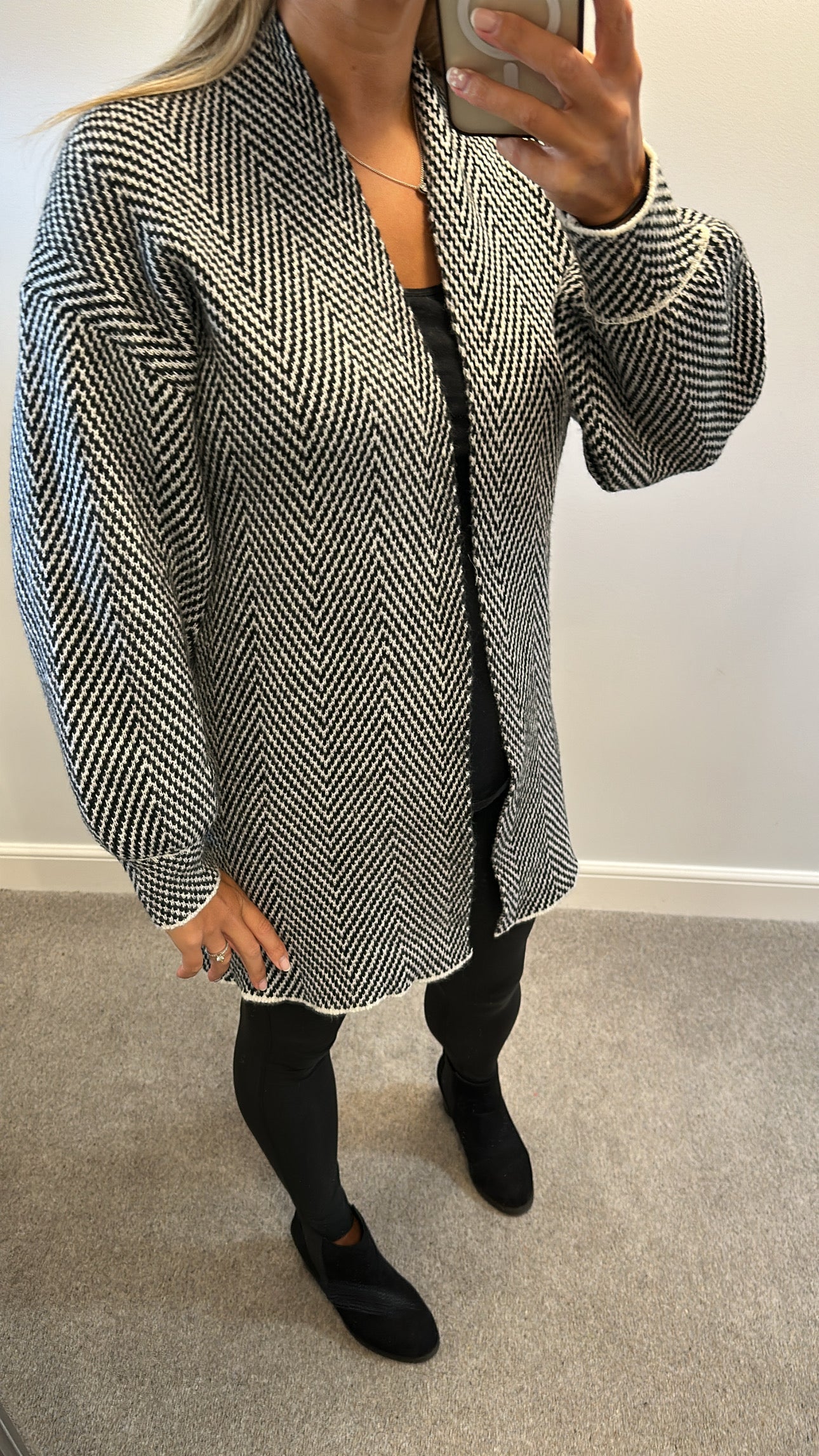 Emery rose Black stripe knit cardigan size M would fit upto size 14