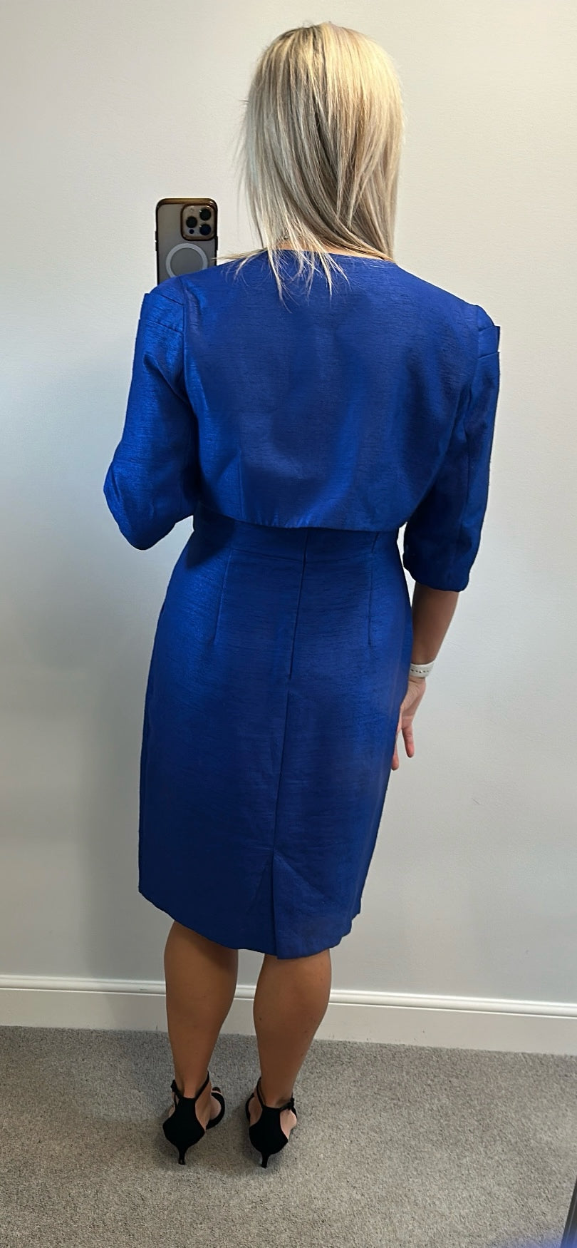 Michaela Louisa blue beaded collar dress and bolero size 16