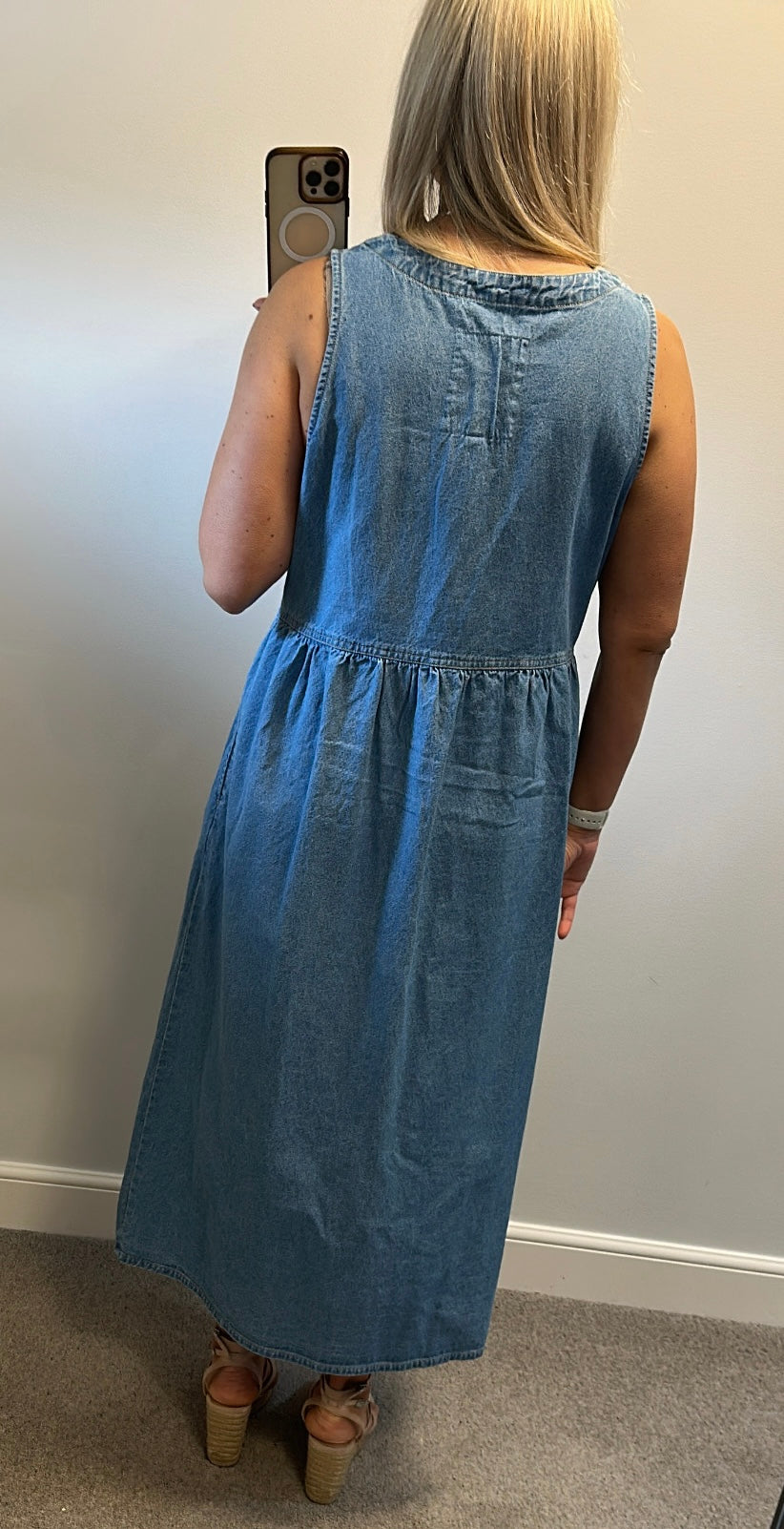 River Island relaxed denim dress with pockets size 16