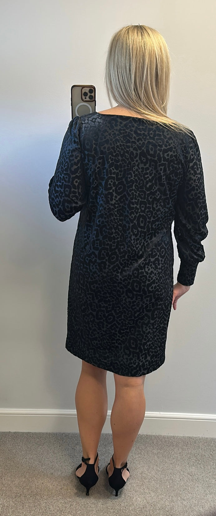 Next black velvet animal print dress size 14