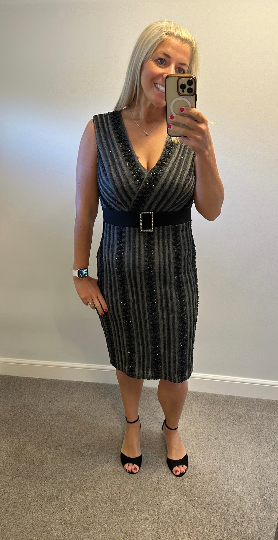 Frank Lyman black and grey embellished dress with bolero size 12