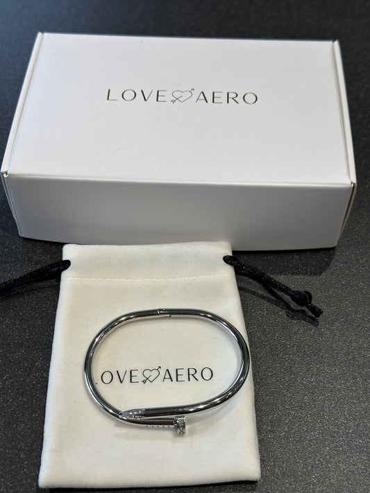 Love aero nail cuff rhinestone silver bracelet brand new without tags