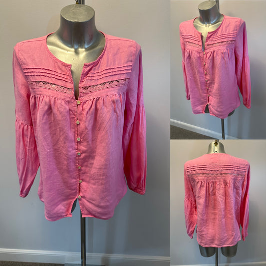 Pure linen pink shirt size 10