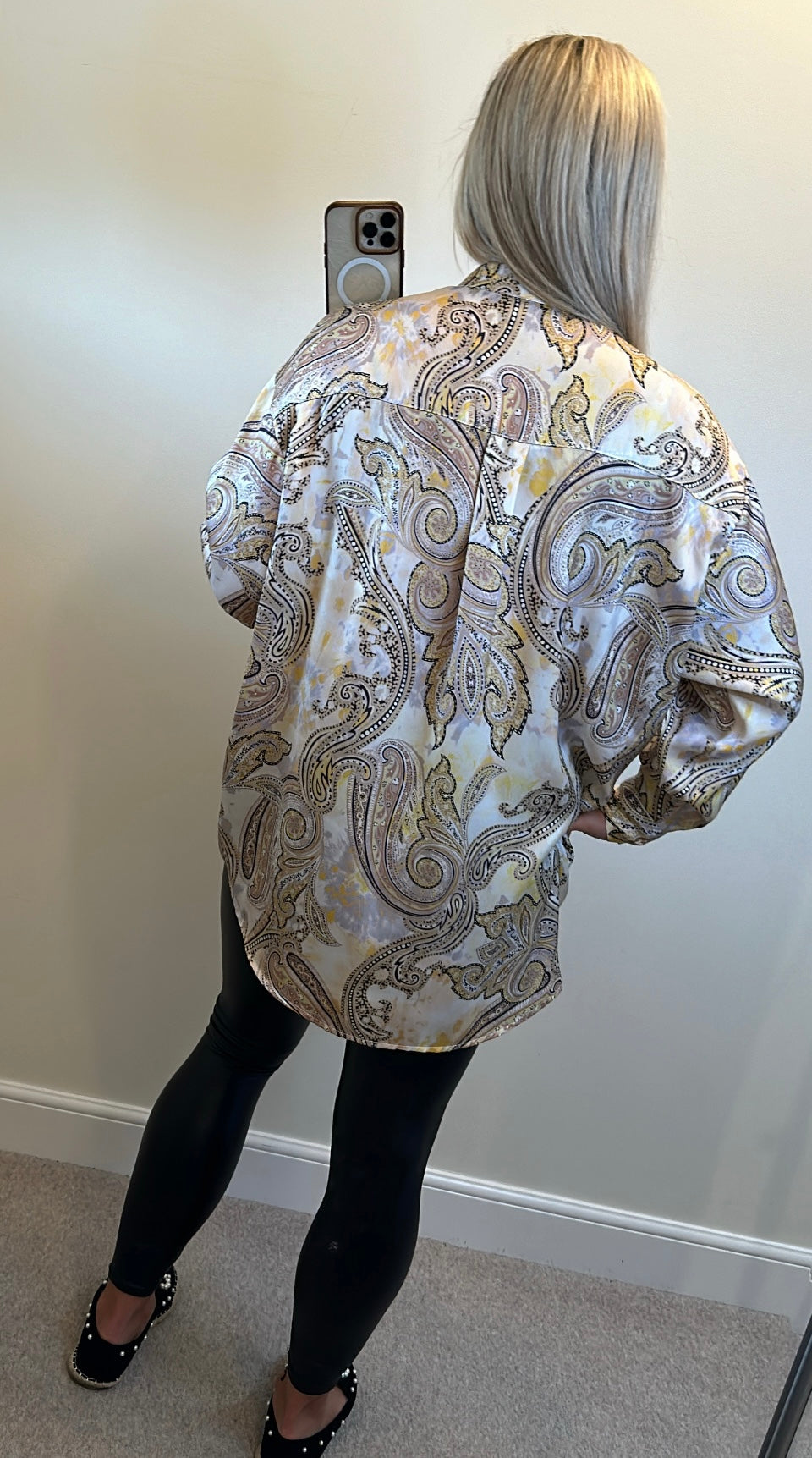 River island silk style paisley shirt size 14