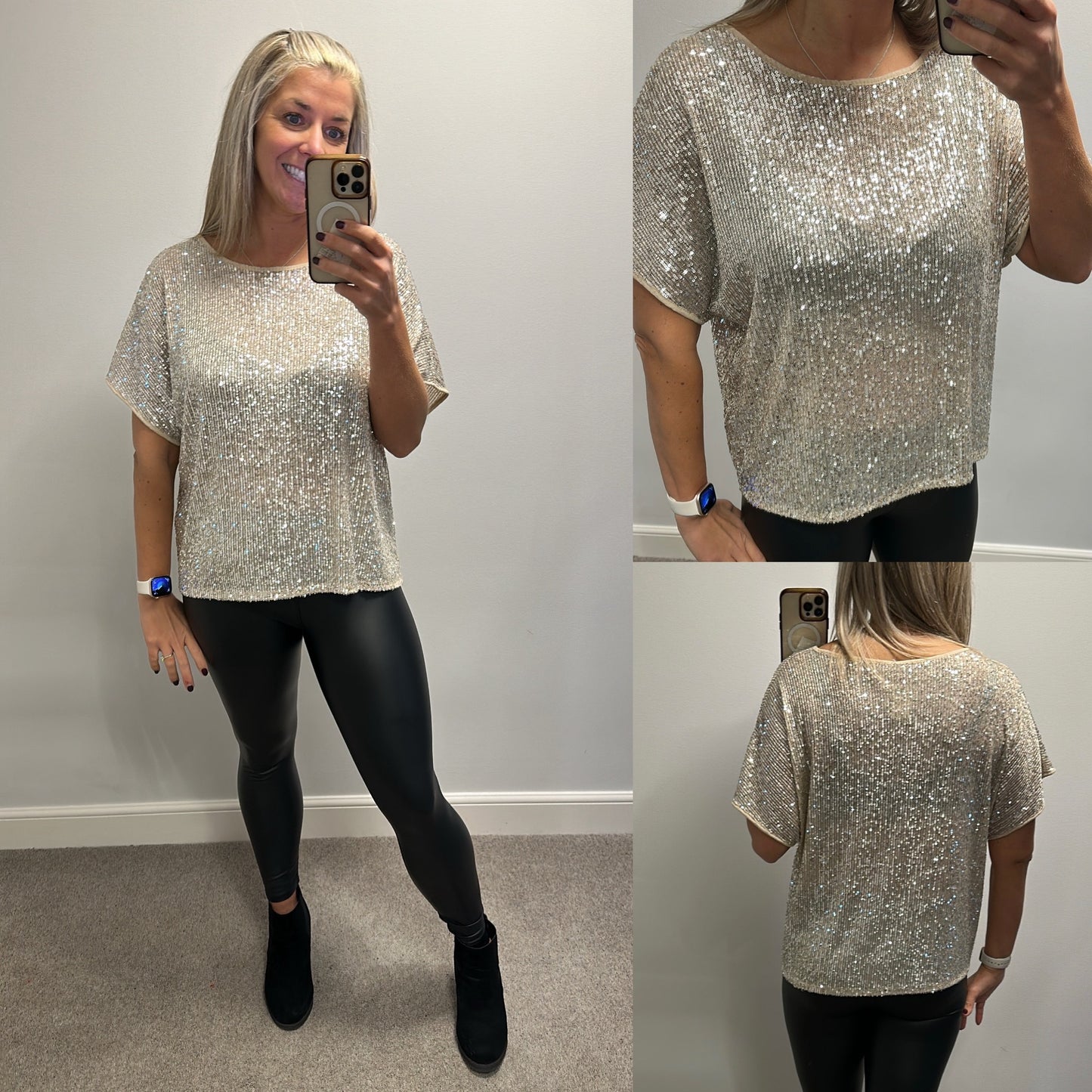 Gold sequin top one size fitting upto size 16