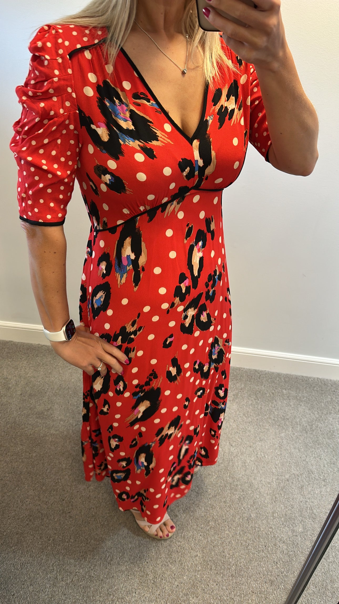 Red polka dot dress one size fitting upto size 16