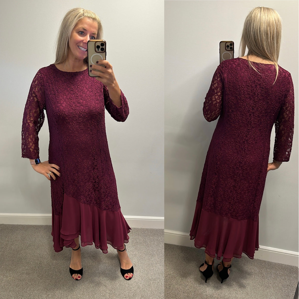 Joanna Hope burgundy lace dress size 18