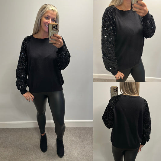 Next black sequin jumper size L fitting upto size 16