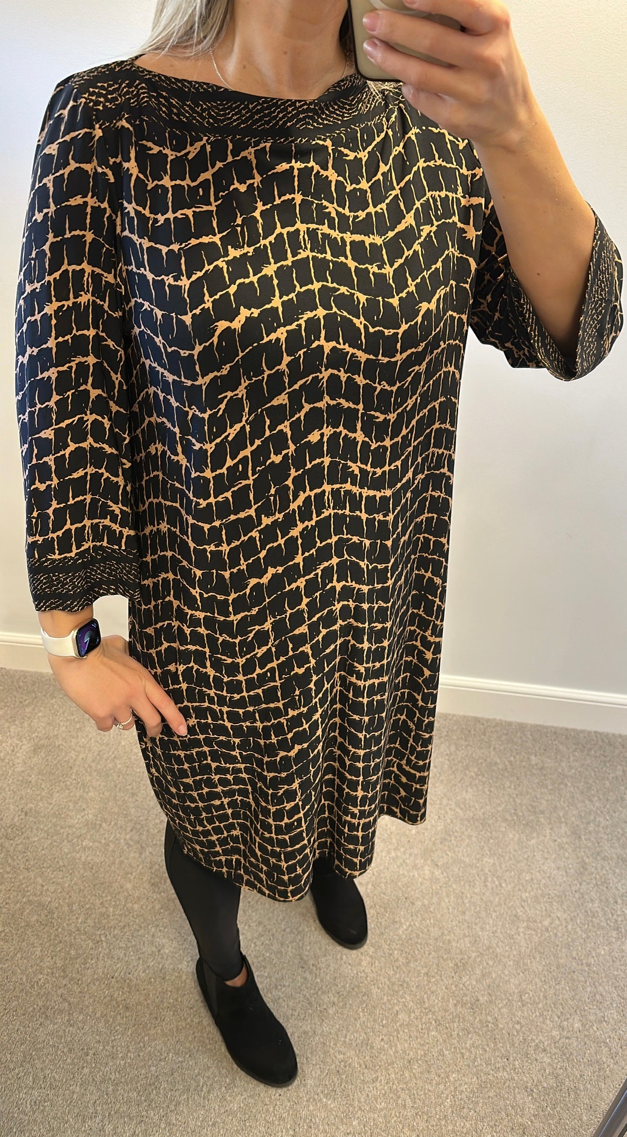 Wallis black and brown print dress size L would fit upto size 18