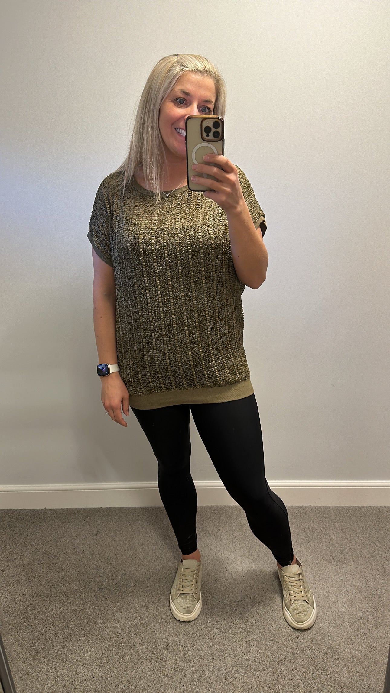 Zara khaki mesh top size M would fit upto size 14