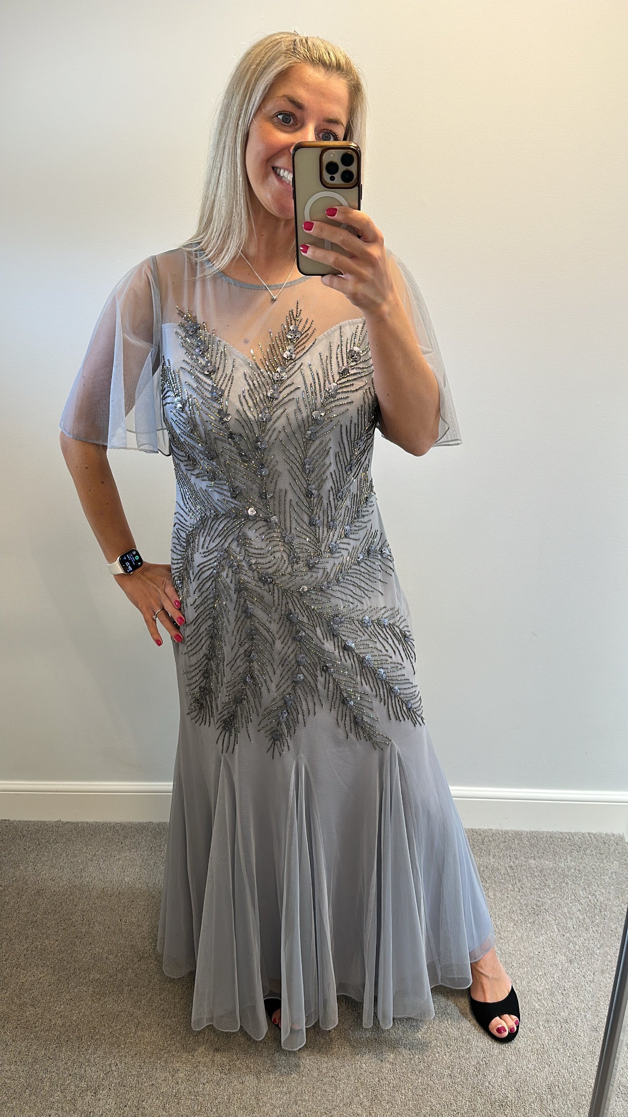 Joanna Hope grey embellished dress size 16